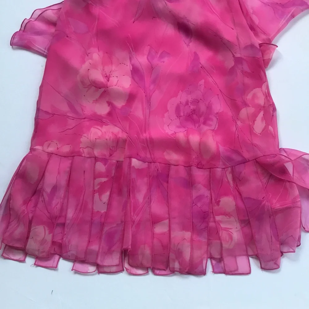 Vintage 90s Cap Sleeve Pink Midi Dress Rare Y2k Milkmaid Fairy Coquette Barbie M - Picture 12 of 17